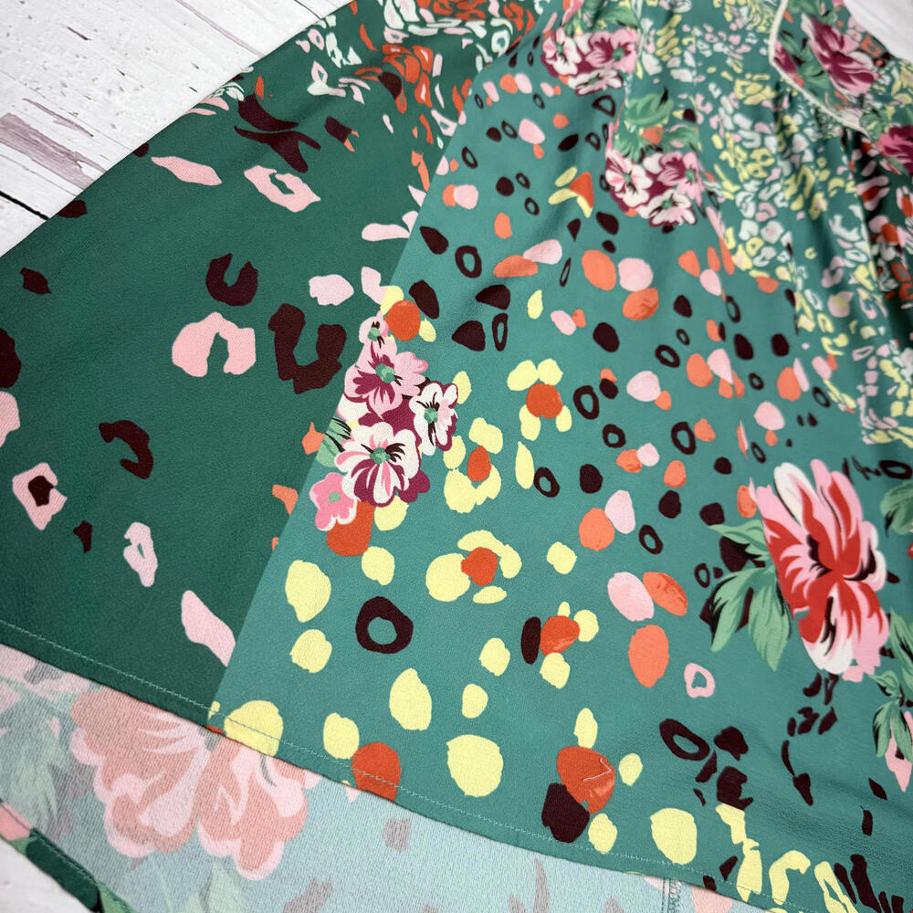 Umgee Bohemian Style Green Floral Patchwork Dress/Tunic - Picture 3 of 9